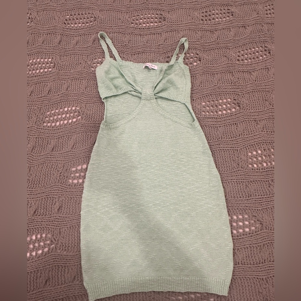 Knitted Mint Green Dress with Cutouts